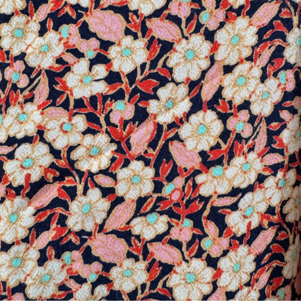 Mango Ditsy Floral Midi Skirt Button Front Center Slit Size XL Cottagecore - Picture 8 of 9